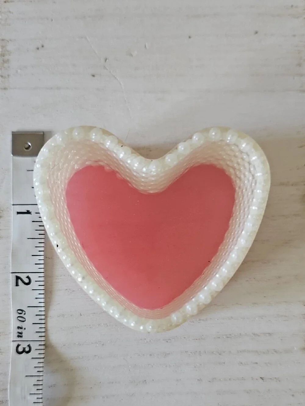 Heart Shaped Pink and Pearl Trinket Dish